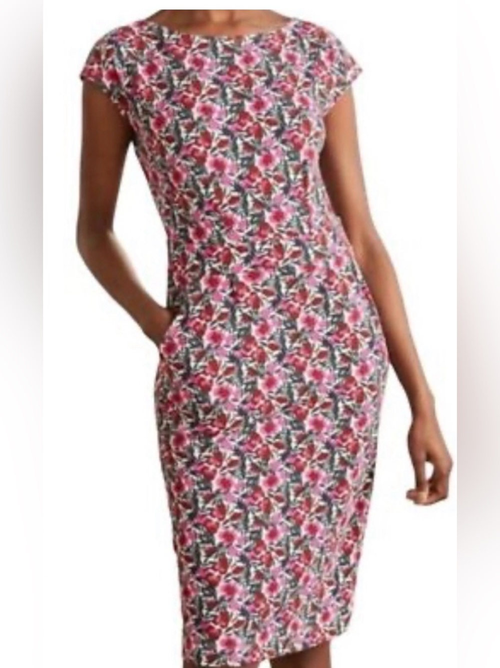 Boden Florrie Floral Sheath Dress in Pink 6L pockets